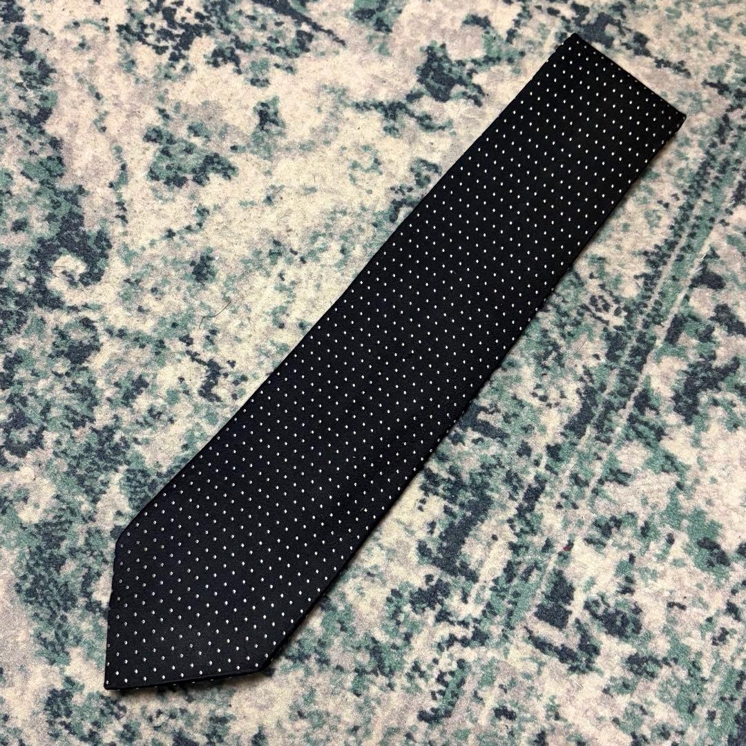 極上 Charvet ピンドット ブラックタイ フランス製 シャルべ マリネッラ