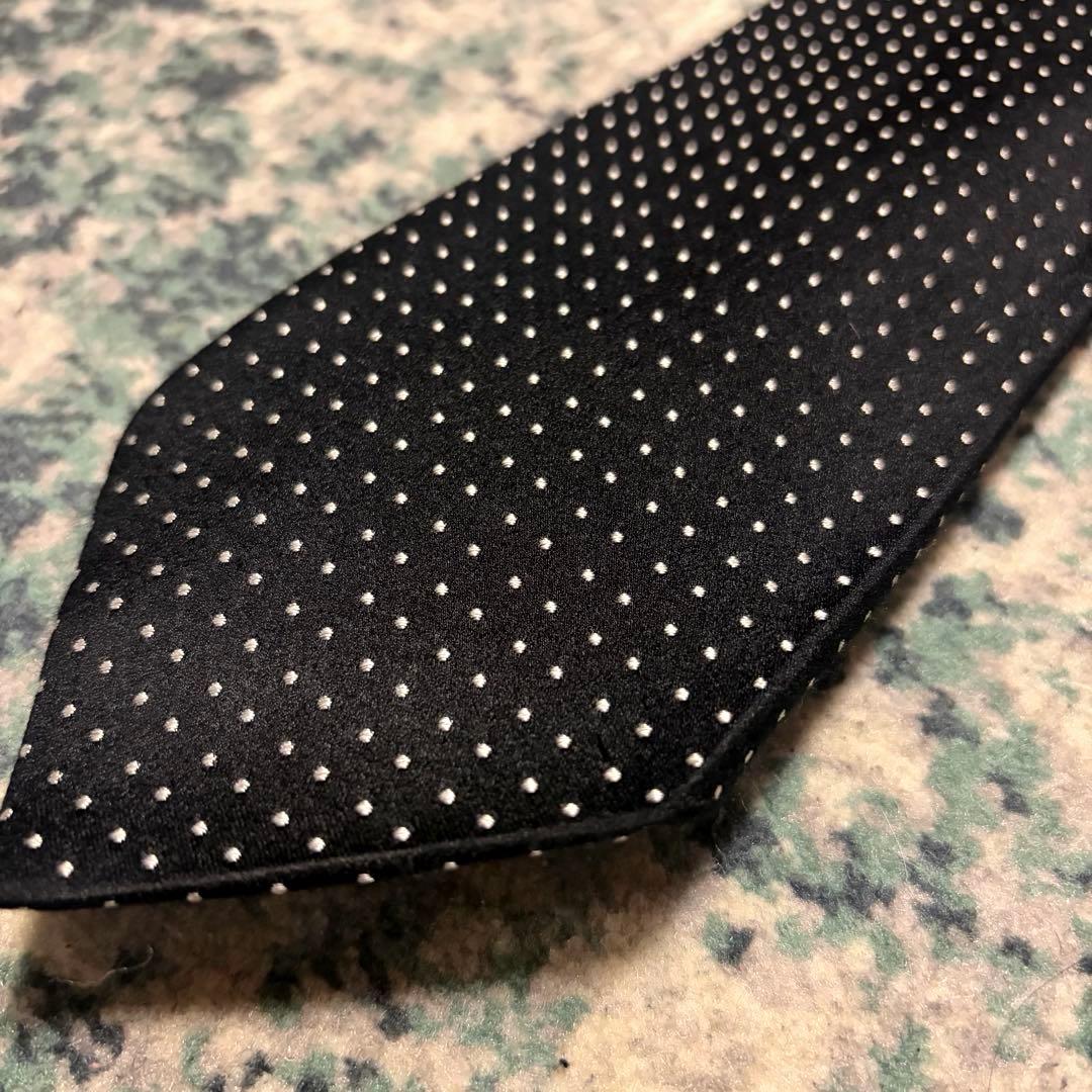 極上 Charvet ピンドット ブラックタイ フランス製 シャルべ マリネッラ