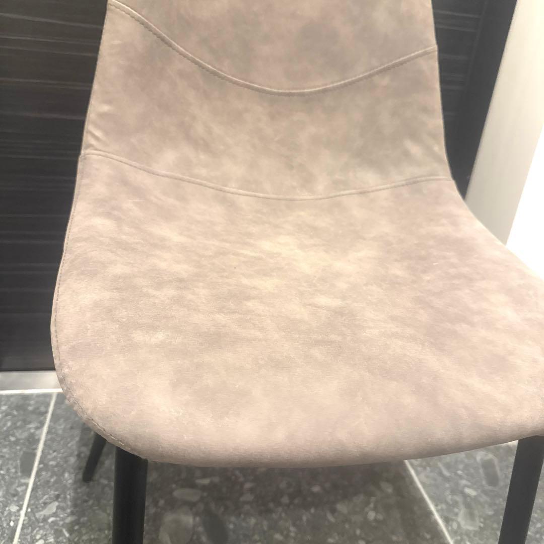 【極美品】レザーファブリック　ダイニングチェア2脚セット　グレー