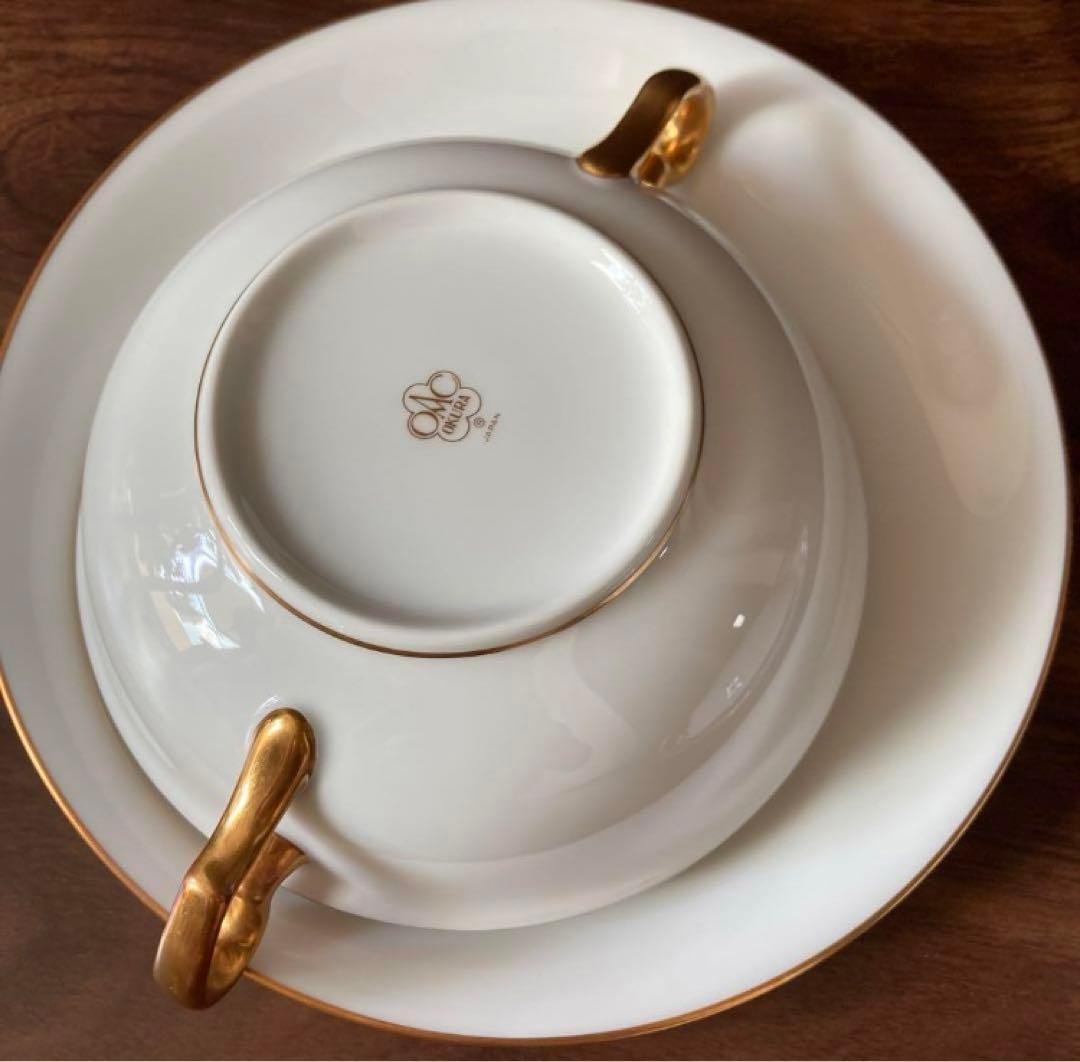 大倉陶器　大倉陶園　ゴールドライン　スープ　ソーサー　2客