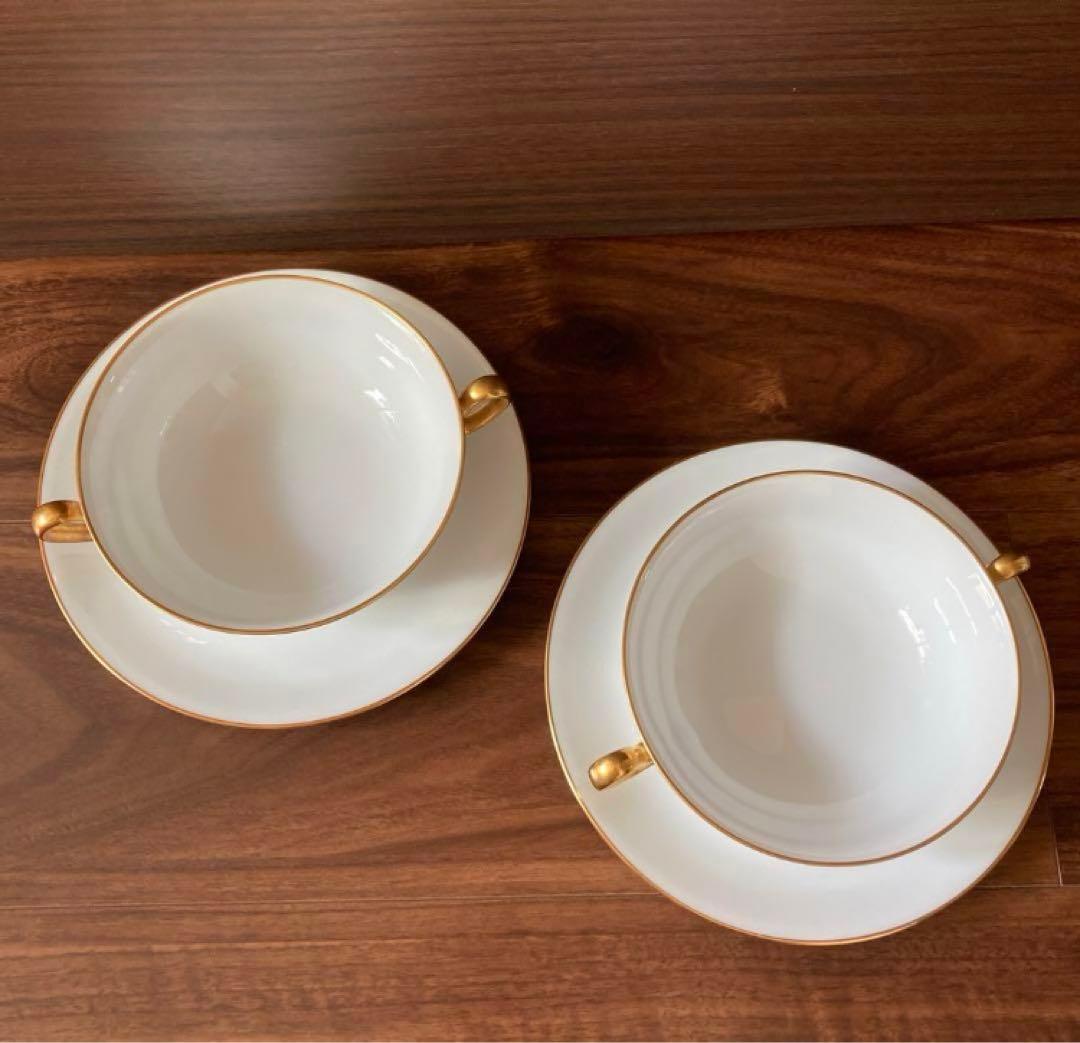 大倉陶器　大倉陶園　ゴールドライン　スープ　ソーサー　2客