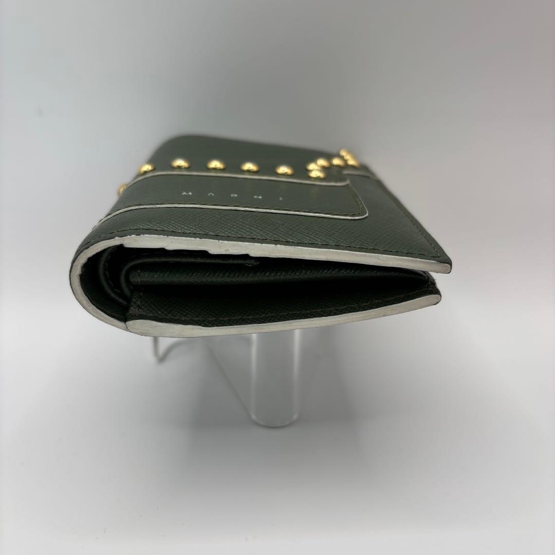 MARNI 二つ折り財布　スタッズ　グリーン　コンパクトウォレット　財布　緑