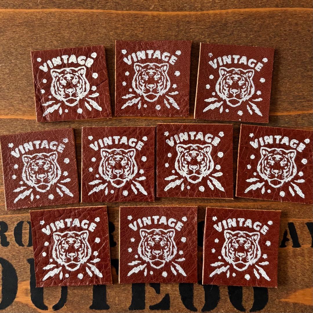 ビンテージ革タグ　レザータグ　vintage虎タグ10枚　ダークブラウン①550