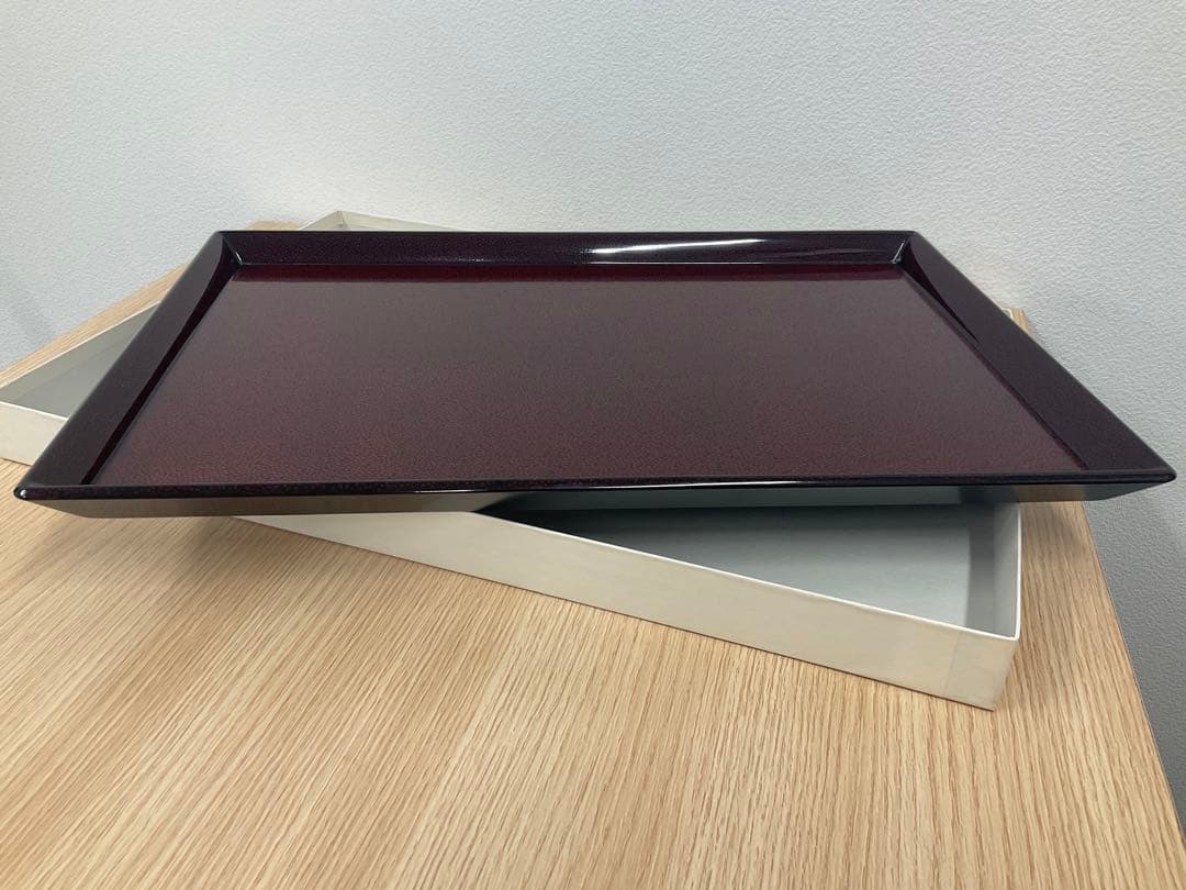 津軽塗　七々子塗　朝顔盆　黒（赤種）