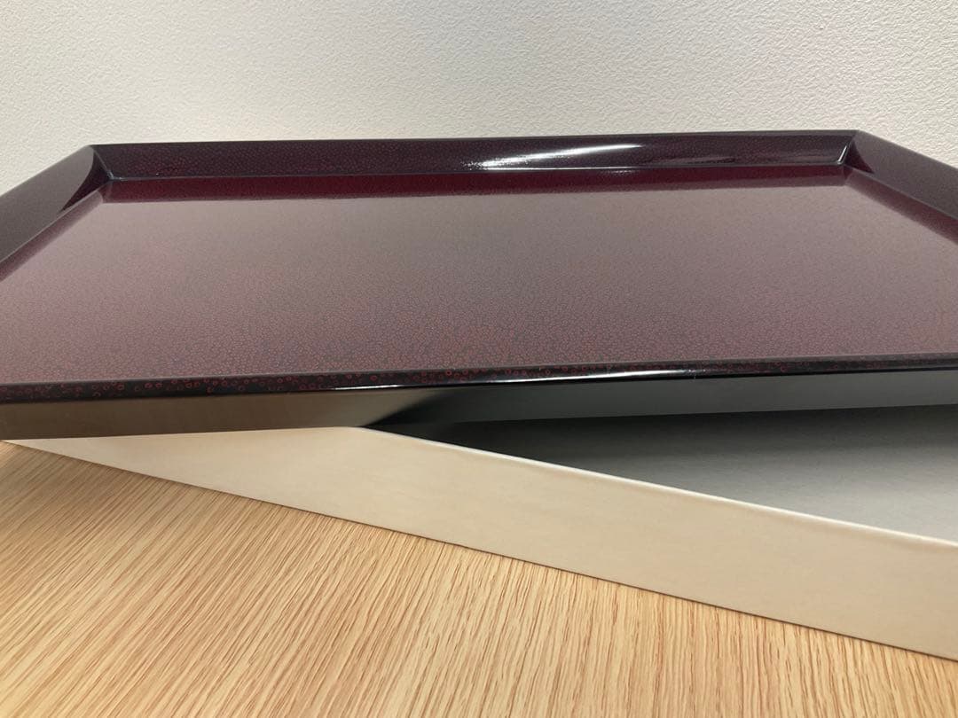 津軽塗　七々子塗　朝顔盆　黒（赤種）