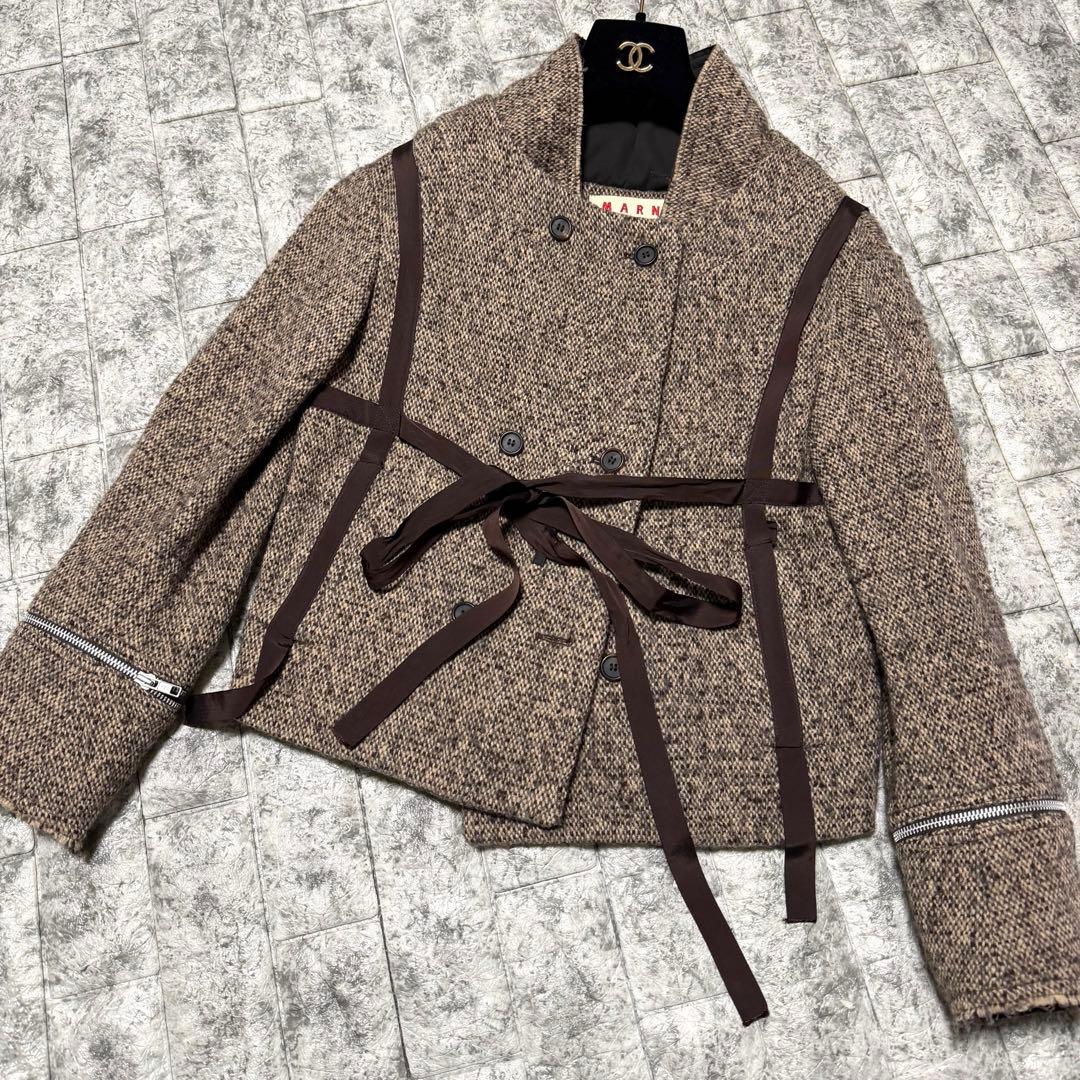 【りっつ】MARNI マルニ　ツイードジャケット　リボン　イタリア製
