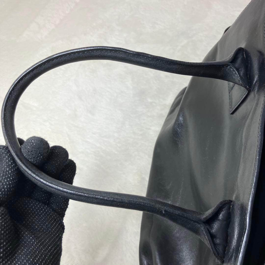 美品✨ヒロフ デュオ Hロゴ A4 サイドポケット 3室 本革 トートバッグ