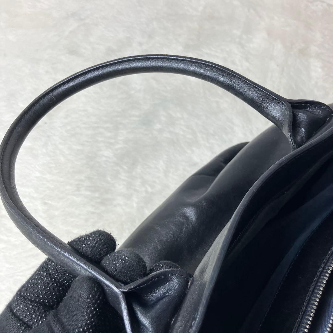 美品✨ヒロフ デュオ Hロゴ A4 サイドポケット 3室 本革 トートバッグ