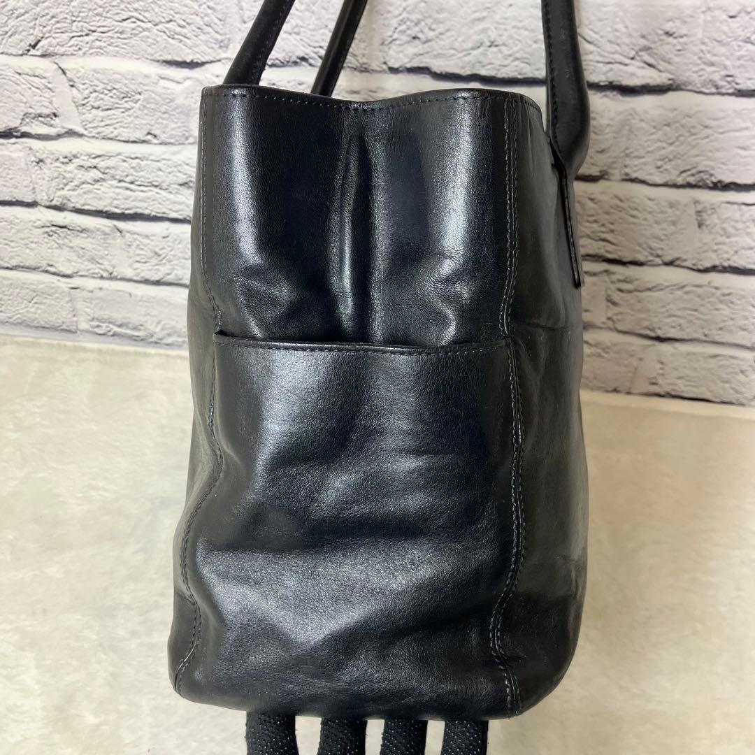 美品✨ヒロフ デュオ Hロゴ A4 サイドポケット 3室 本革 トートバッグ