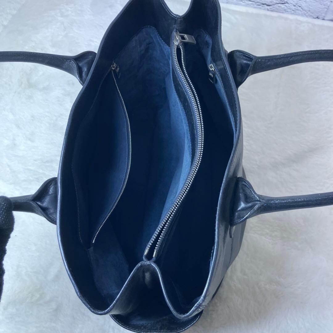 美品✨ヒロフ デュオ Hロゴ A4 サイドポケット 3室 本革 トートバッグ