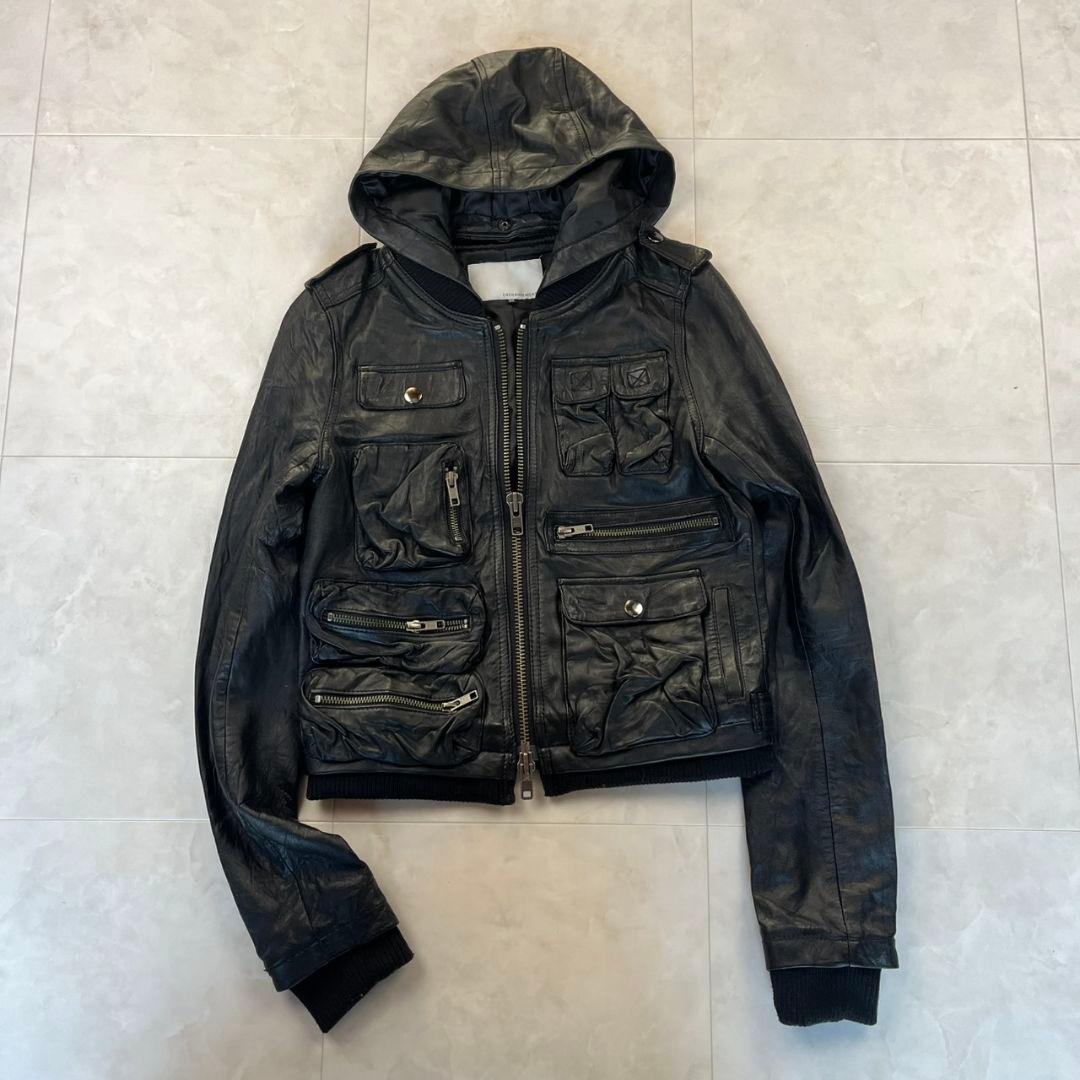 ルシェルブルー 羊革 ラムレザージャケット　短尺　ブラック 38　y2k