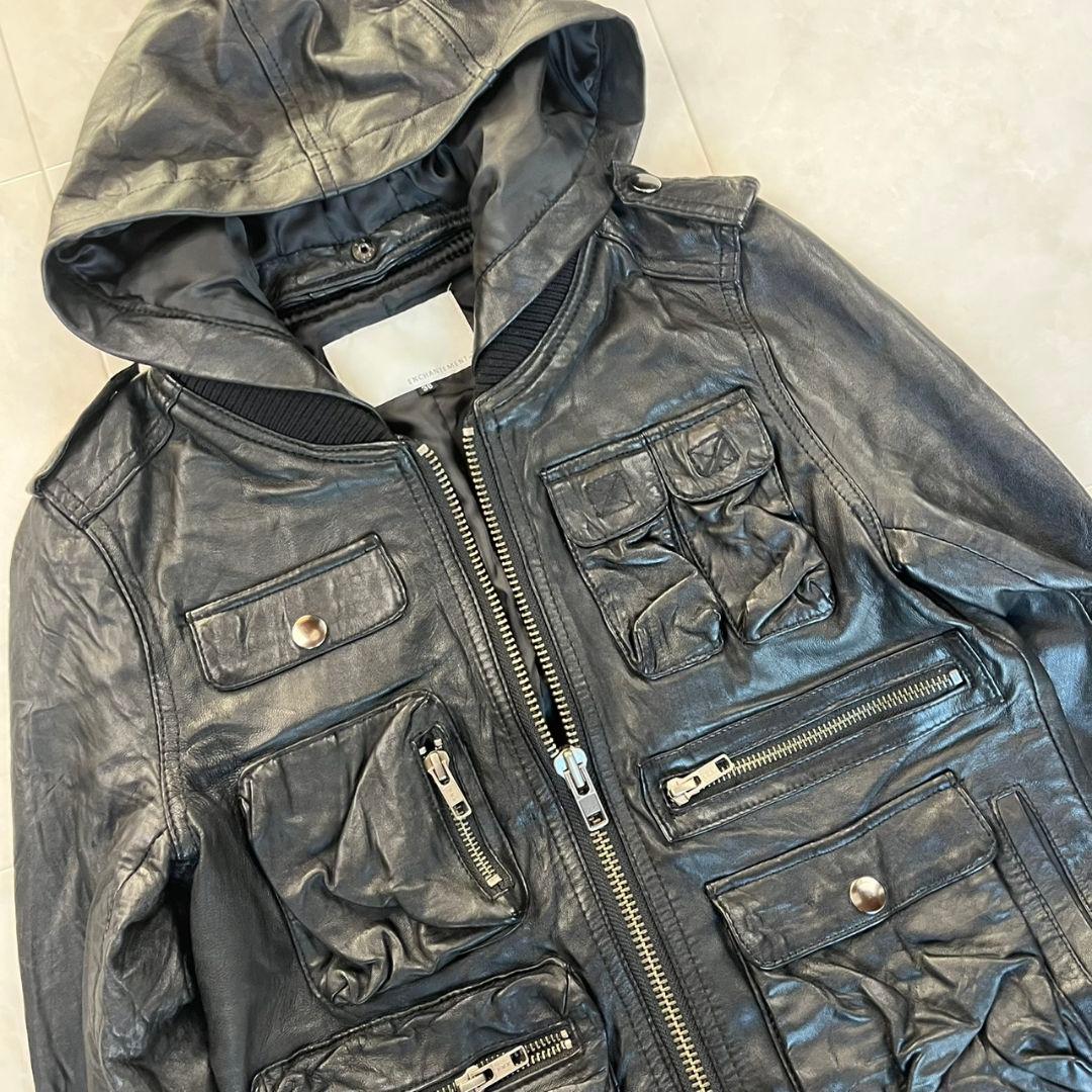 ルシェルブルー 羊革 ラムレザージャケット　短尺　ブラック 38　y2k