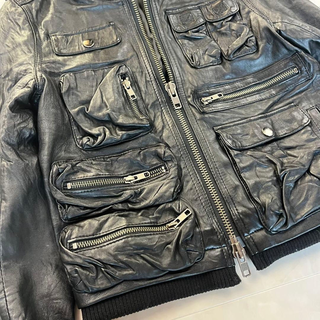 ルシェルブルー 羊革 ラムレザージャケット　短尺　ブラック 38　y2k