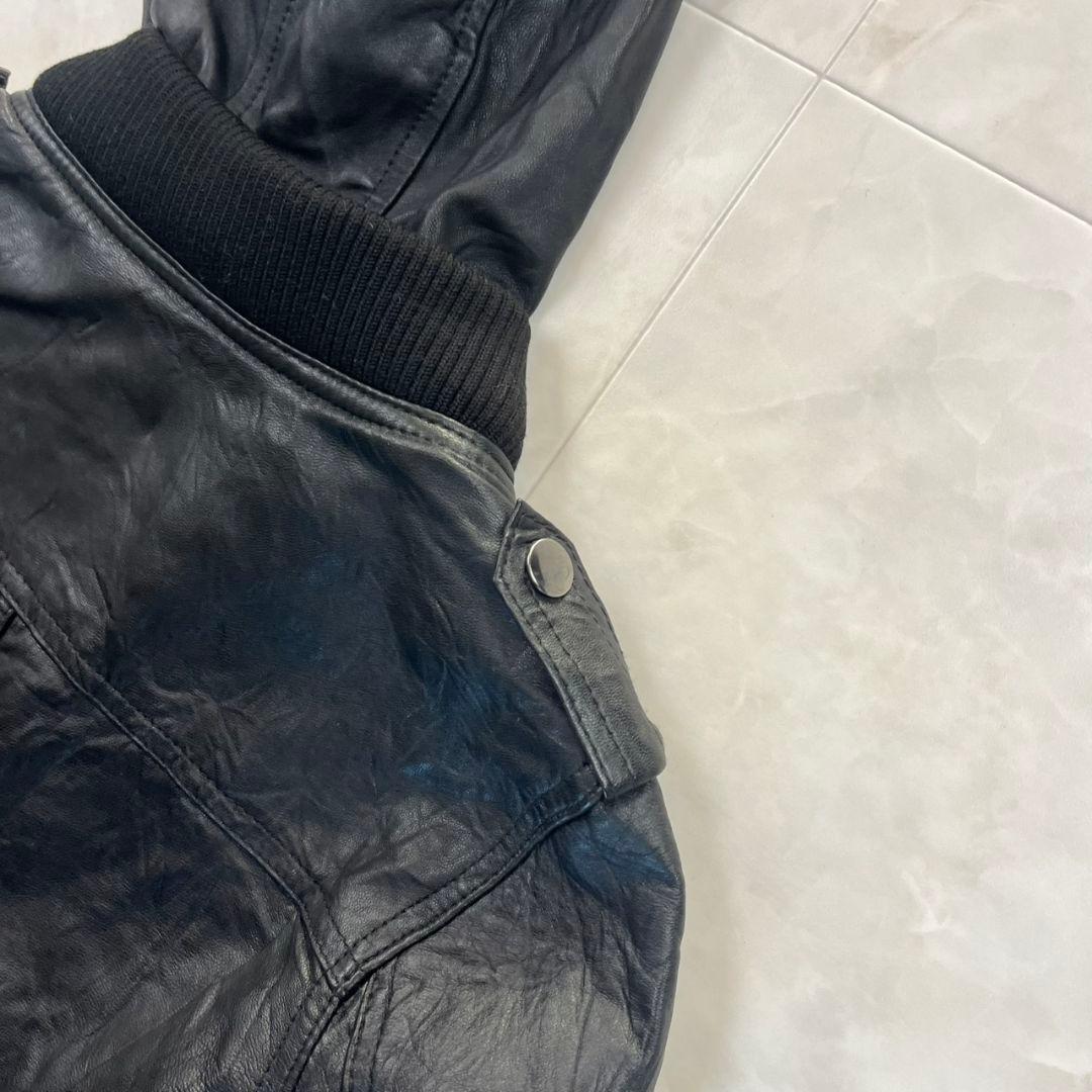 ルシェルブルー 羊革 ラムレザージャケット　短尺　ブラック 38　y2k