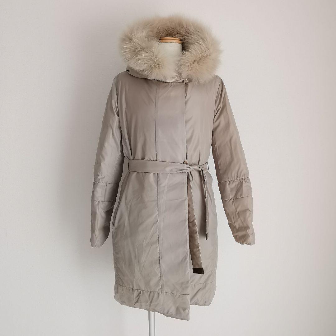 エスマックスマーラ リバーシブル 洗える グースダウンコート ファー ベルト S