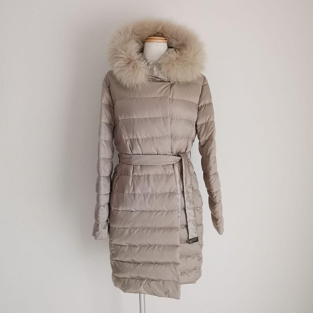 エスマックスマーラ リバーシブル 洗える グースダウンコート ファー ベルト S