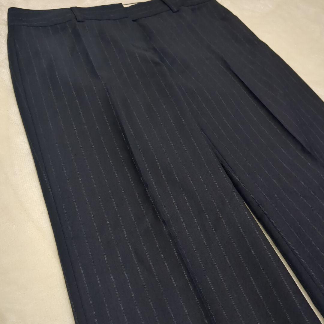 theory　セオリー パンツスーツ 紺　ストライプ カシミヤ　セットアップ