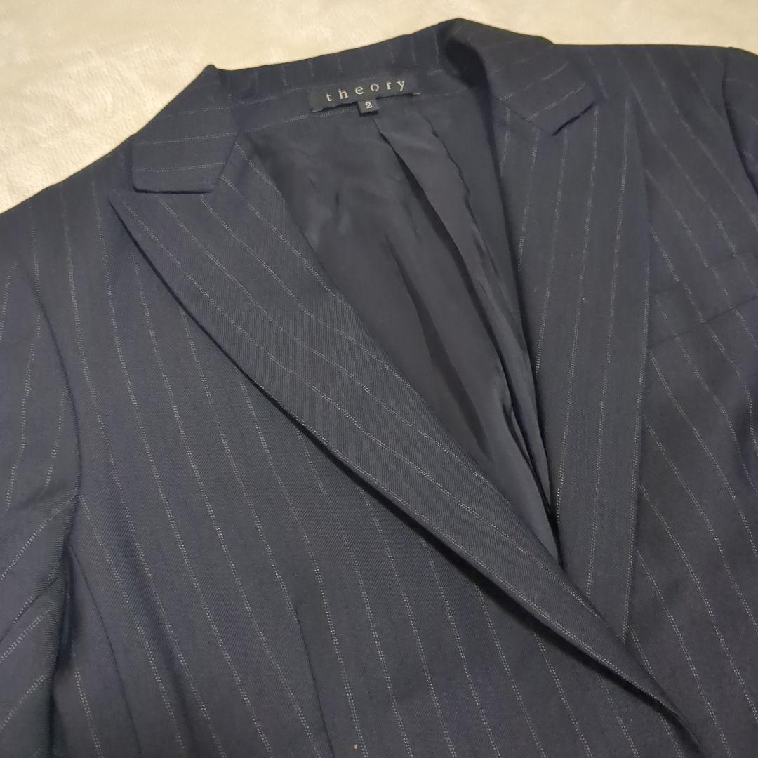 theory　セオリー パンツスーツ 紺　ストライプ カシミヤ　セットアップ