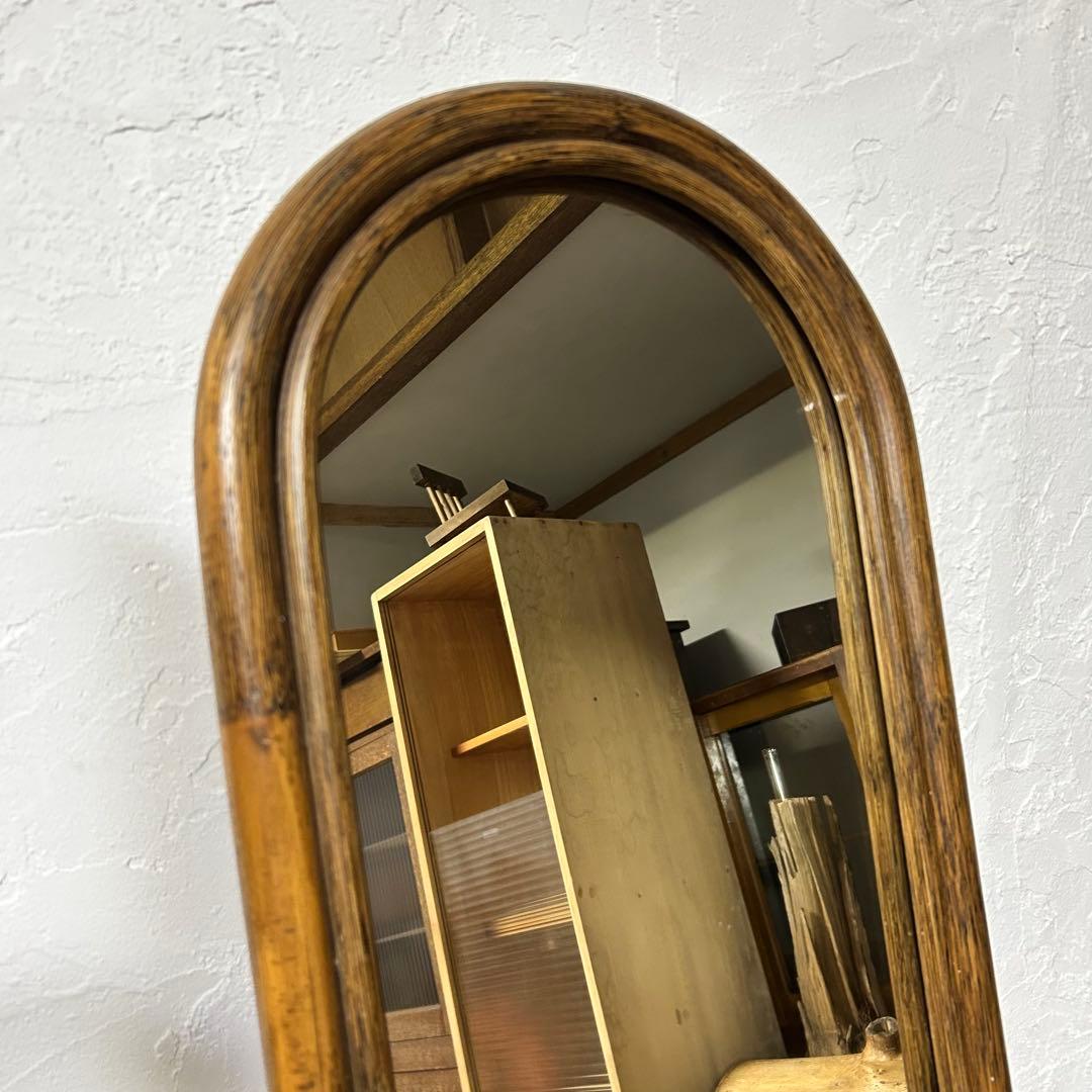 ラタン フレーム 姿見 スタンドミラー