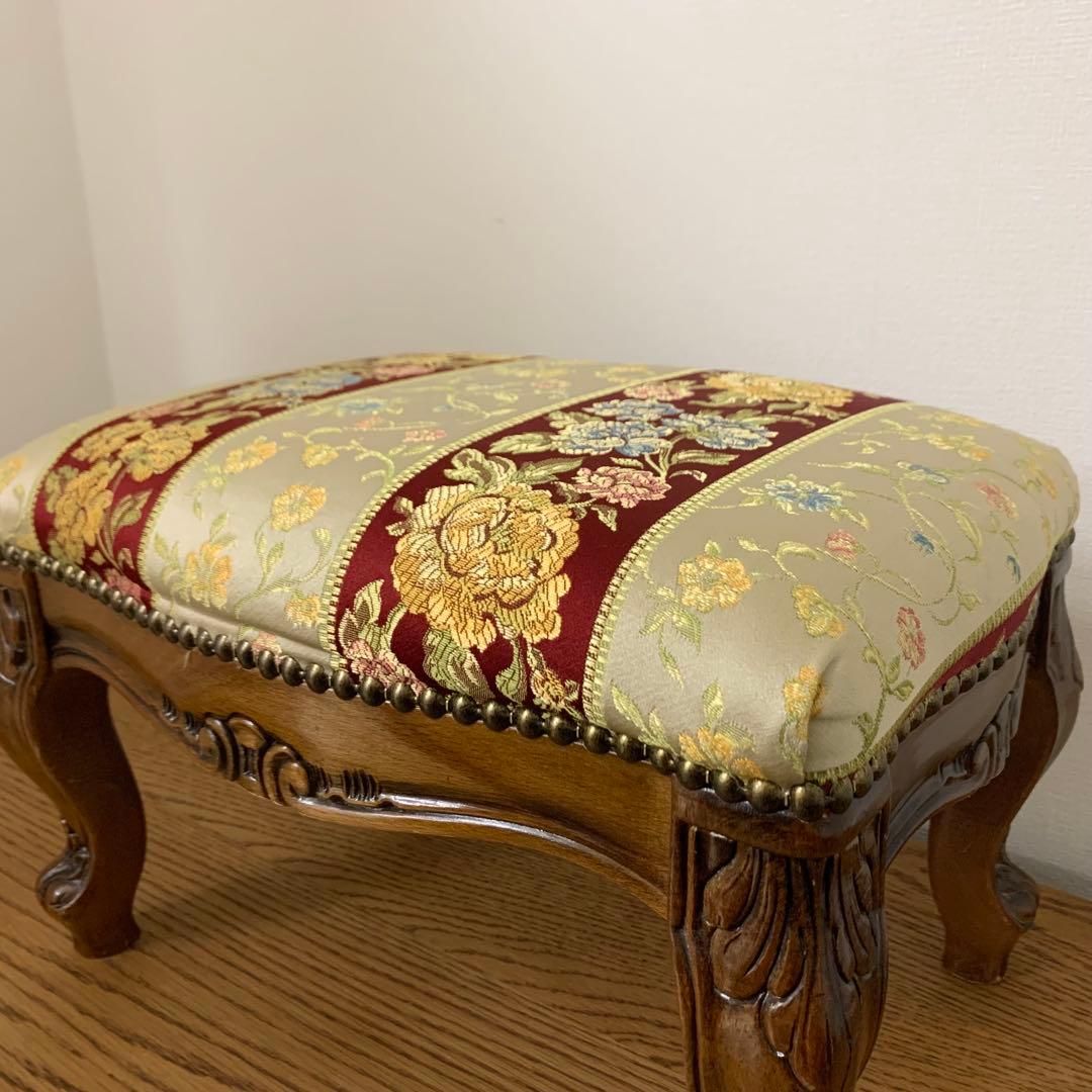 【極美品】イタリア製 フットスツール 鋲打ち 猫脚 足置き