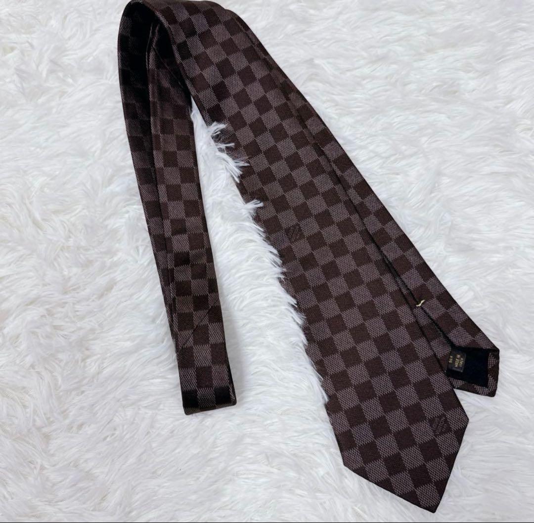 【極美品】 LOUIS VUITTON ルイヴィトン ダミエ ネクタイ シルク