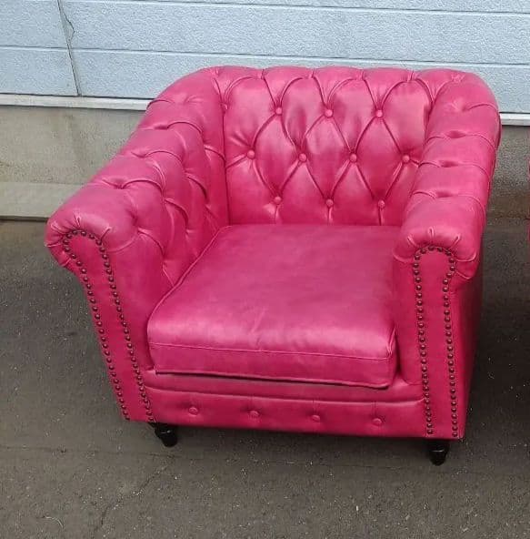 英国ヴィンセントPUレザーコンパクトチェスターフィールドシングルソファ