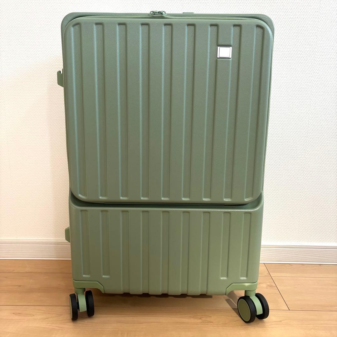 スーツケース M 65L フロントオープン キャリーケース USBポート 軽量