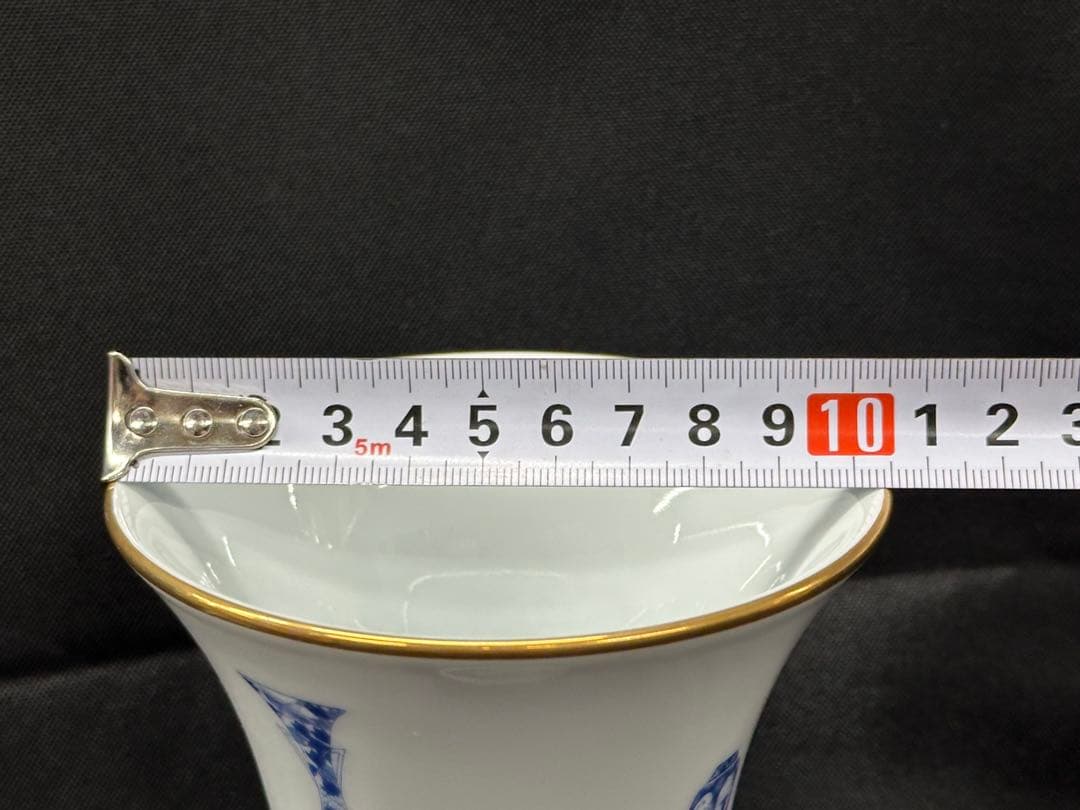 【USED】深川製磁　深川　ブルーチャイナ　花瓶　金彩　青　白