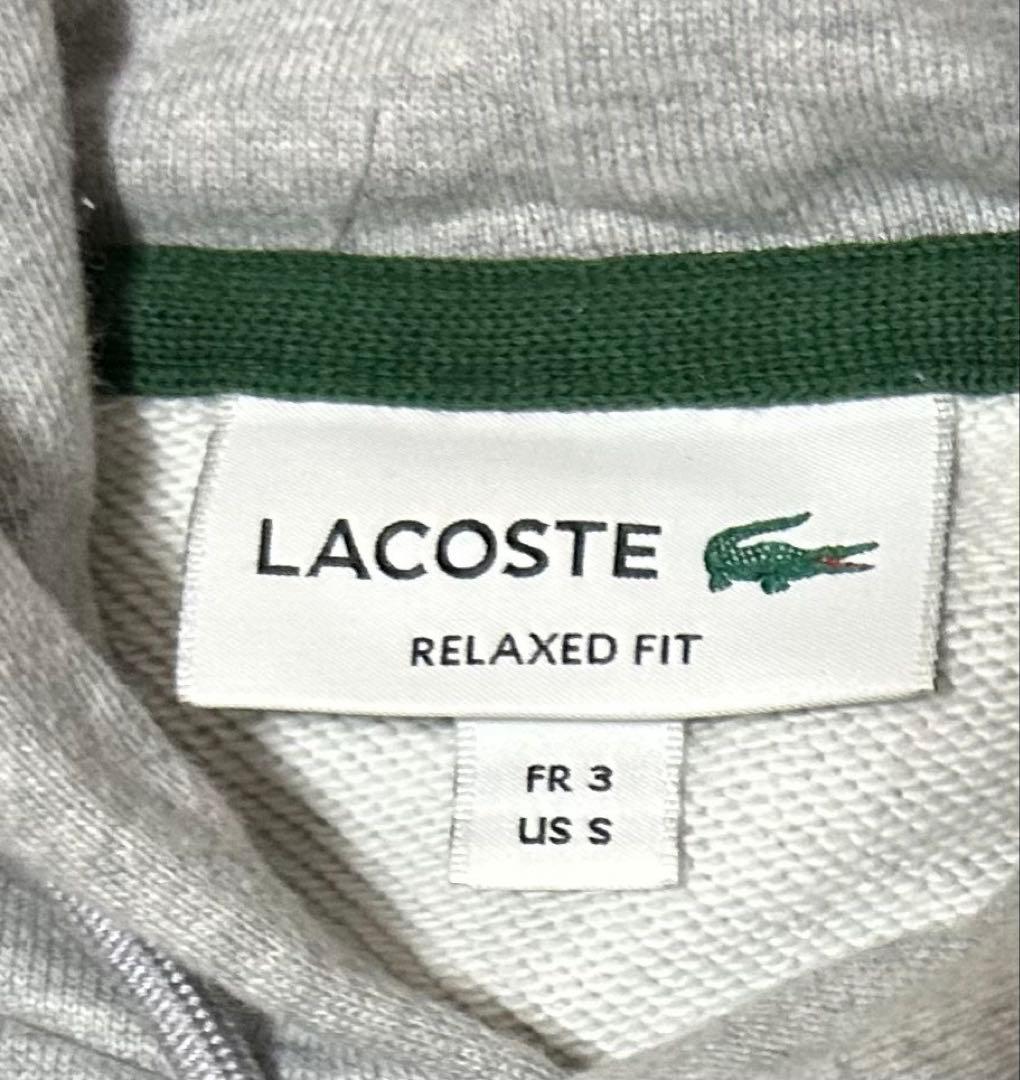 極美品　ラコステ　プルオーバーパーカー　ライトグレー
