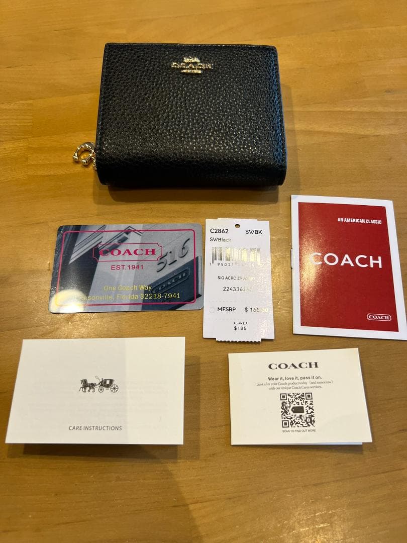 【極美品】COACH コーチ 二つ折り財布 ブラック