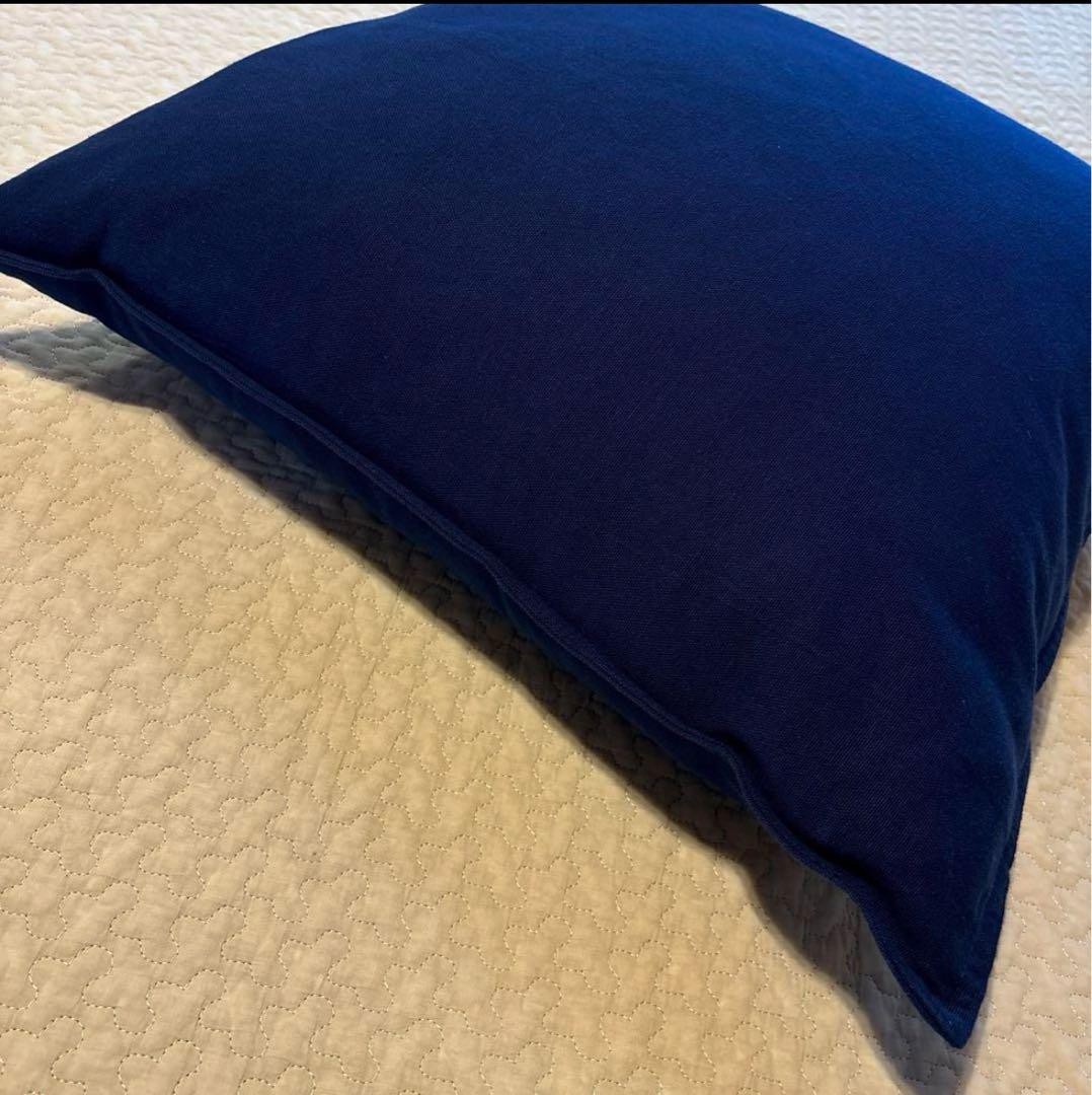 ①未使用 ラルフローレン スクリプト クッション カバー ネイビーイエロータグ付