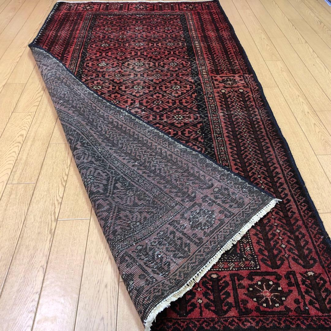 ペルシャ絨毯 ヴィンテージラグ 184×90cm 手織り オールドpersia