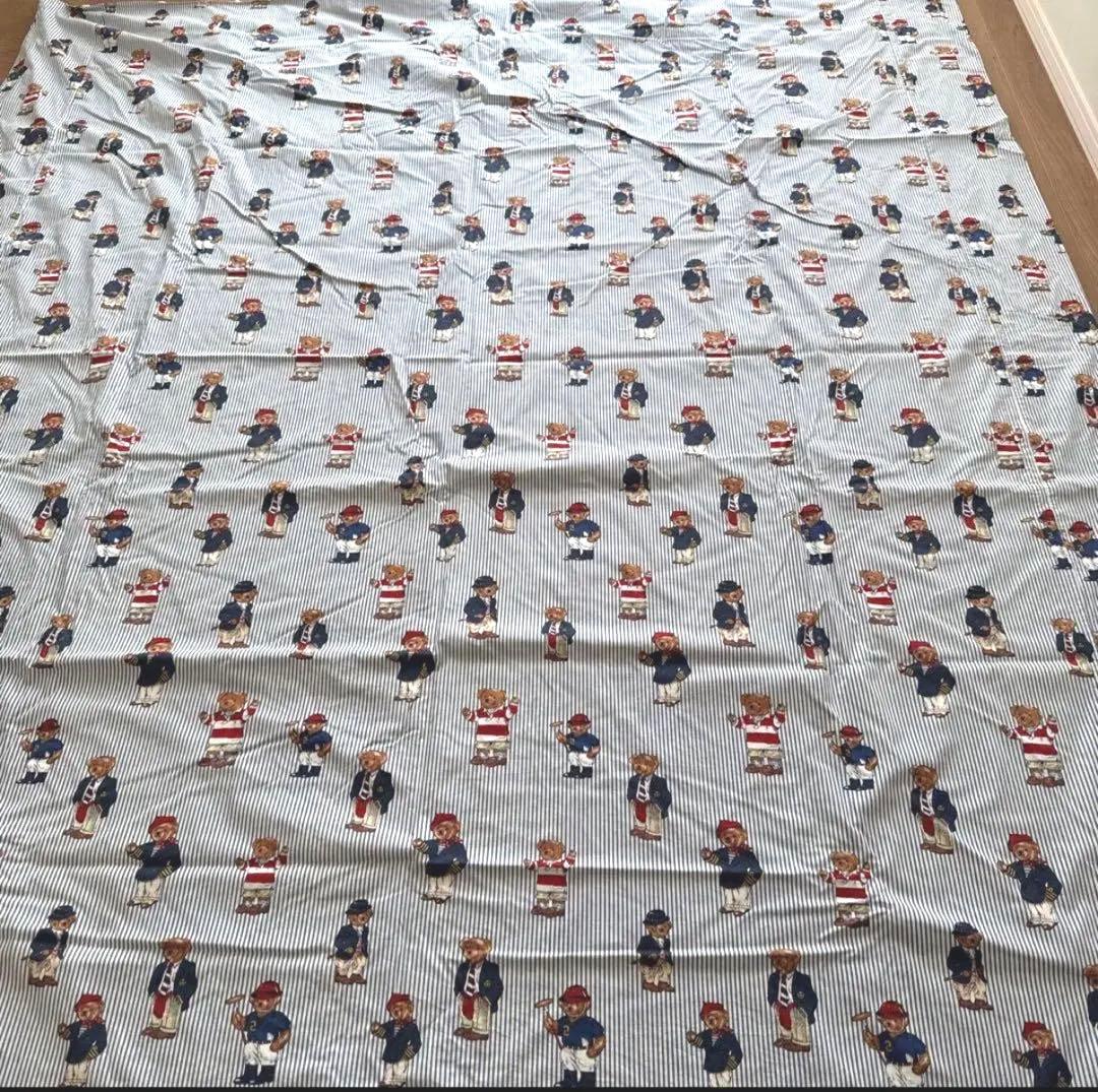 【廃盤】ラルフローレン　ポロベア　ブルーストライプ　ダブル布団カバー