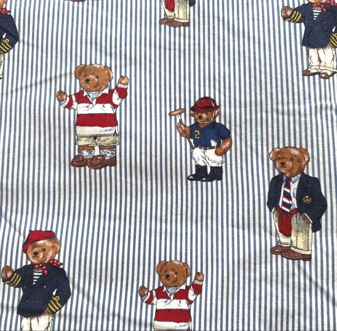 【廃盤】ラルフローレン　ポロベア　ブルーストライプ　ダブル布団カバー