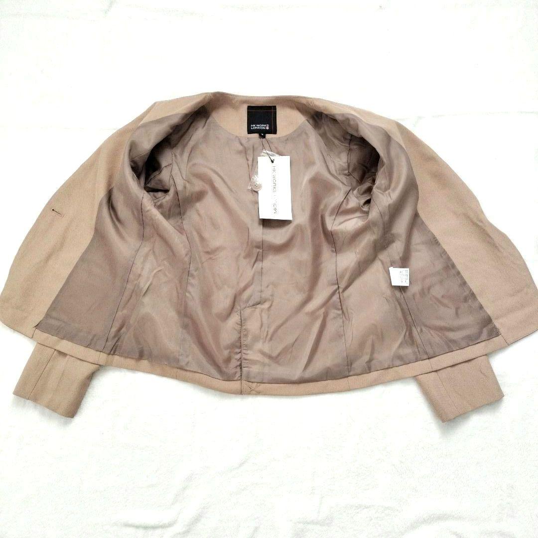 新品★エイチケーワークスロンドン　ノーカラー セットアップ スーツ ベージュ