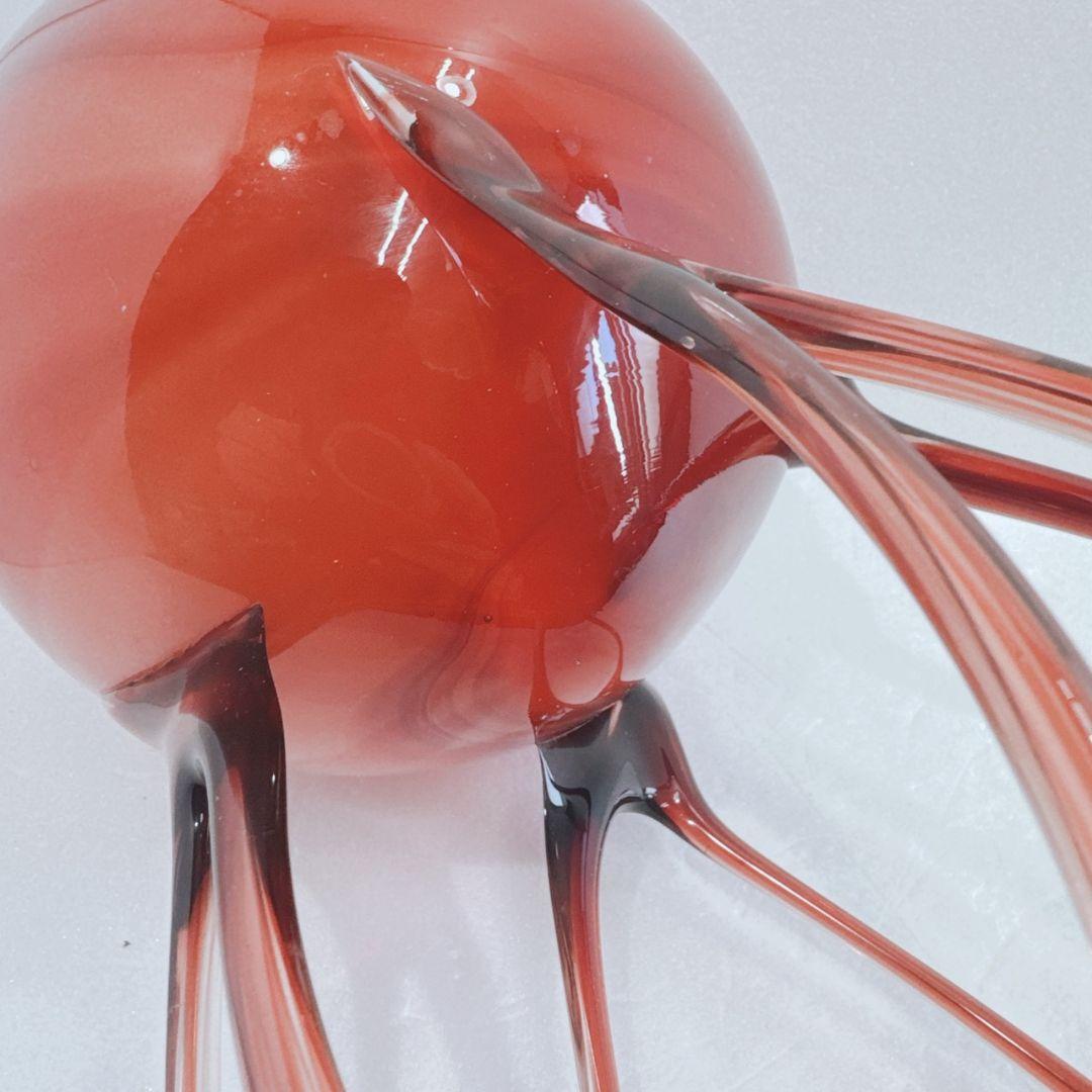 ヴィンテージ 手吹きガラス タコ型花瓶 クラゲ型彫刻 赤い触手型花瓶 花器