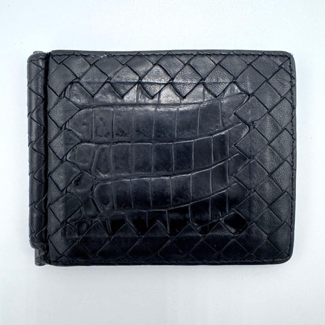 【希少】ボッテガヴェネタ イントレチャート マネークリップ クロコダイル レザー