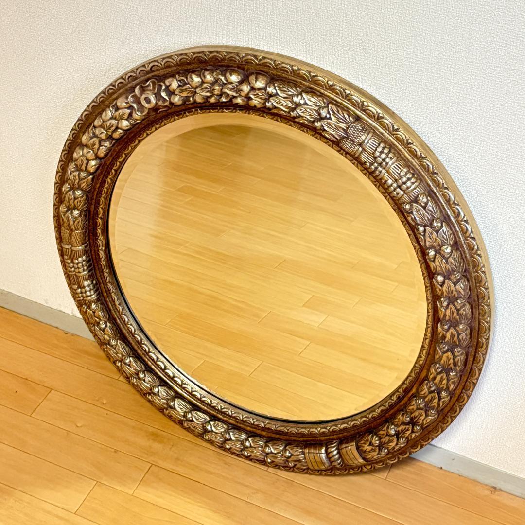 【イタリア製】アンティーク調ラウンドミラー 鏡