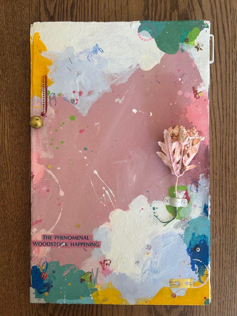 コラージュアート作品　ミクストミディア　和紙　ペイント　アメリカ