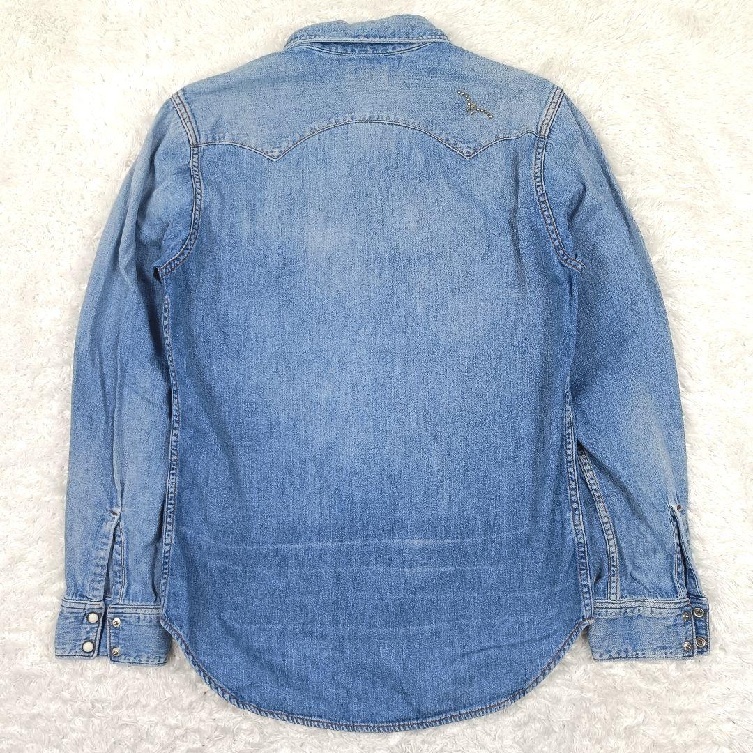 BLUE BLUE × HTC フラワースタッズ デニム ウエスタンシャツ L