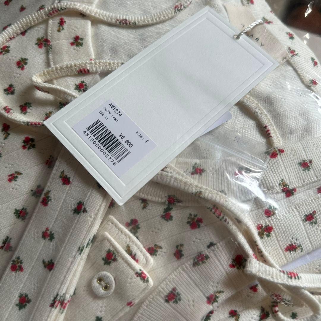 【新品未開封】andmary Flower ribbon tops / red