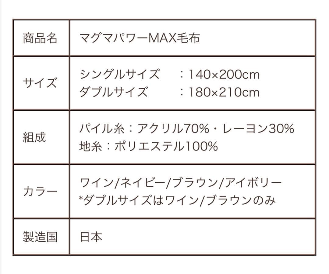 日本製！！マグマパワーMAX 究極のあたたかさ 発熱保温 W効果 毛布 シングル