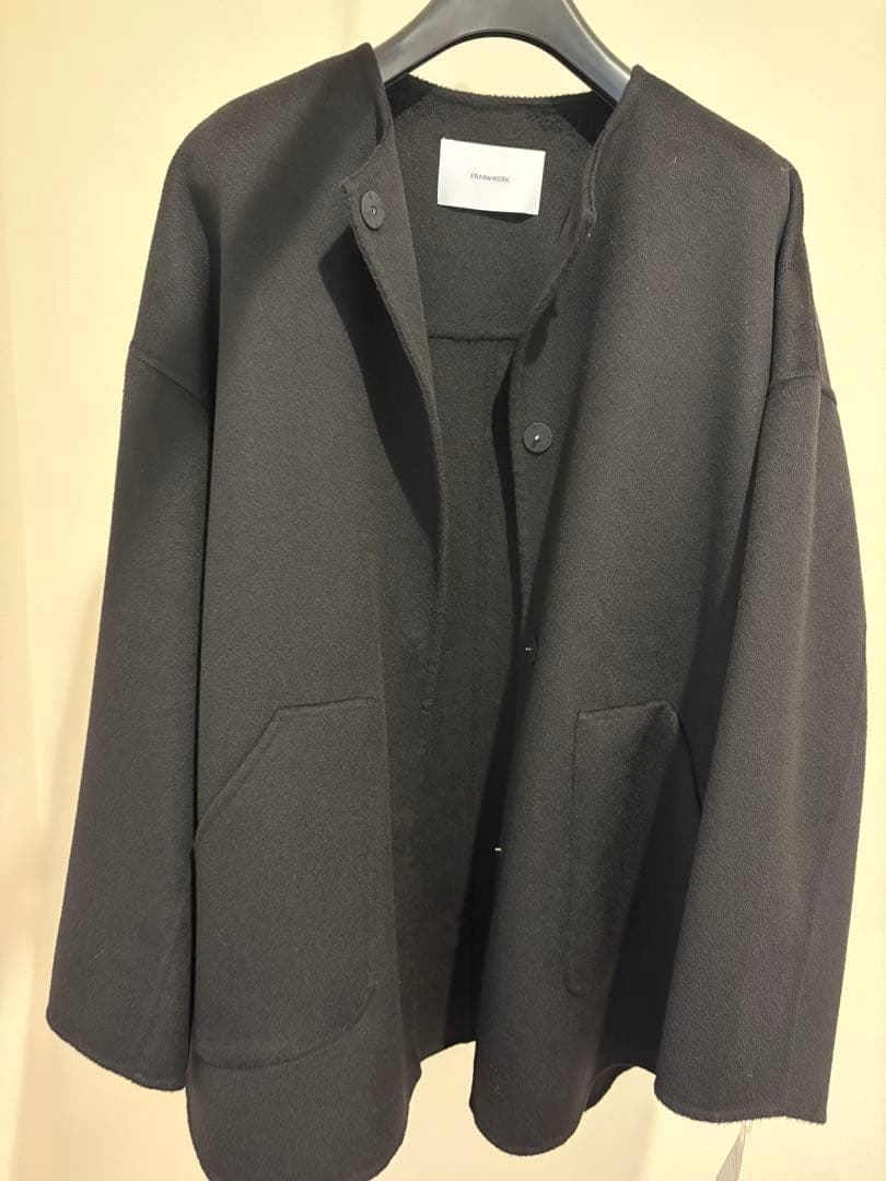 フレームワーク ハミルトンリバークルーネックコート 黒36