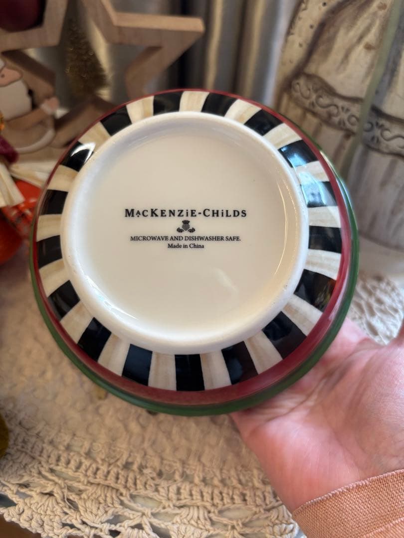 MacKenzie-Childs クリスマス トレー、茶碗2点セット