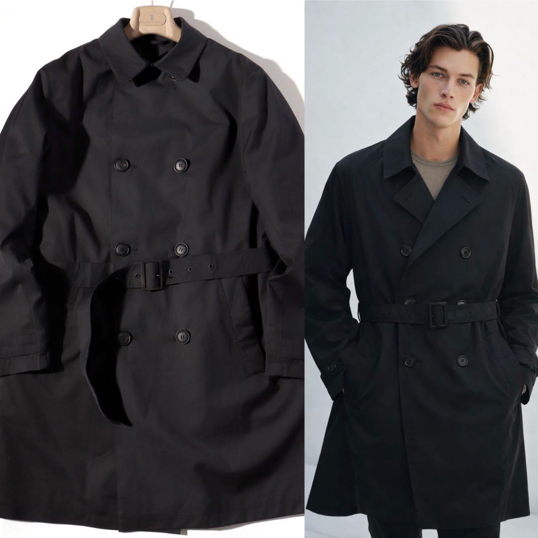 エンポリオ アルマーニ トレンチ ステンカラー ダブル コート 黒 48 XL