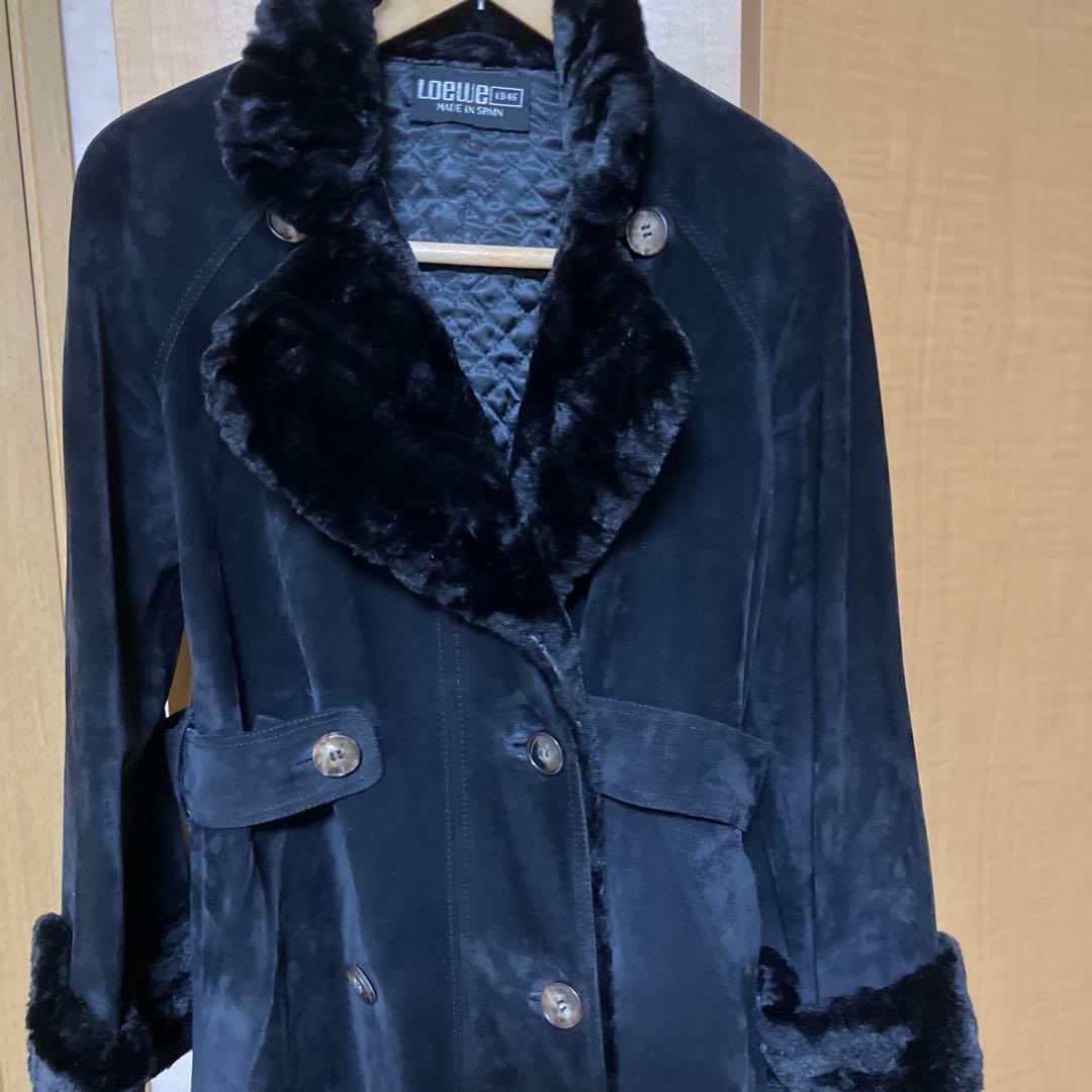 LOEWE ロングコート 黒 スエード　ヴィンテージ　美品