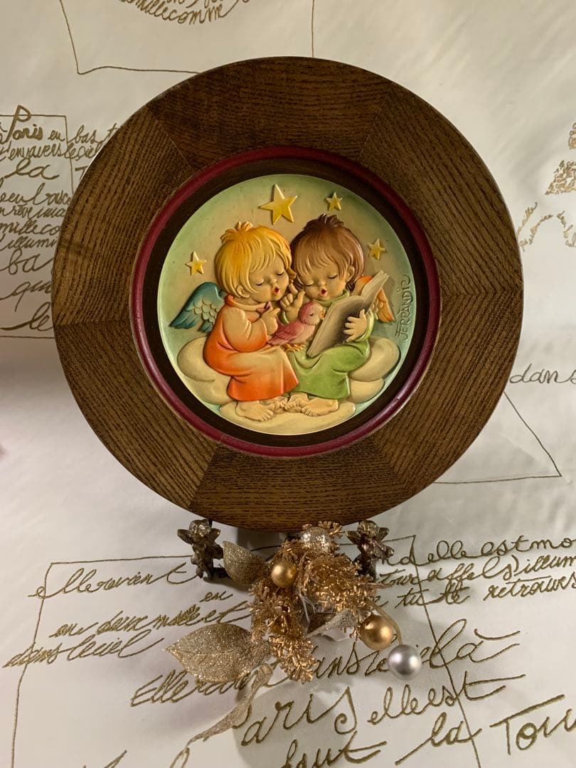 アンリ人形　ビンテージ1980年クリスマス木製プレート！可愛い過ぎます！