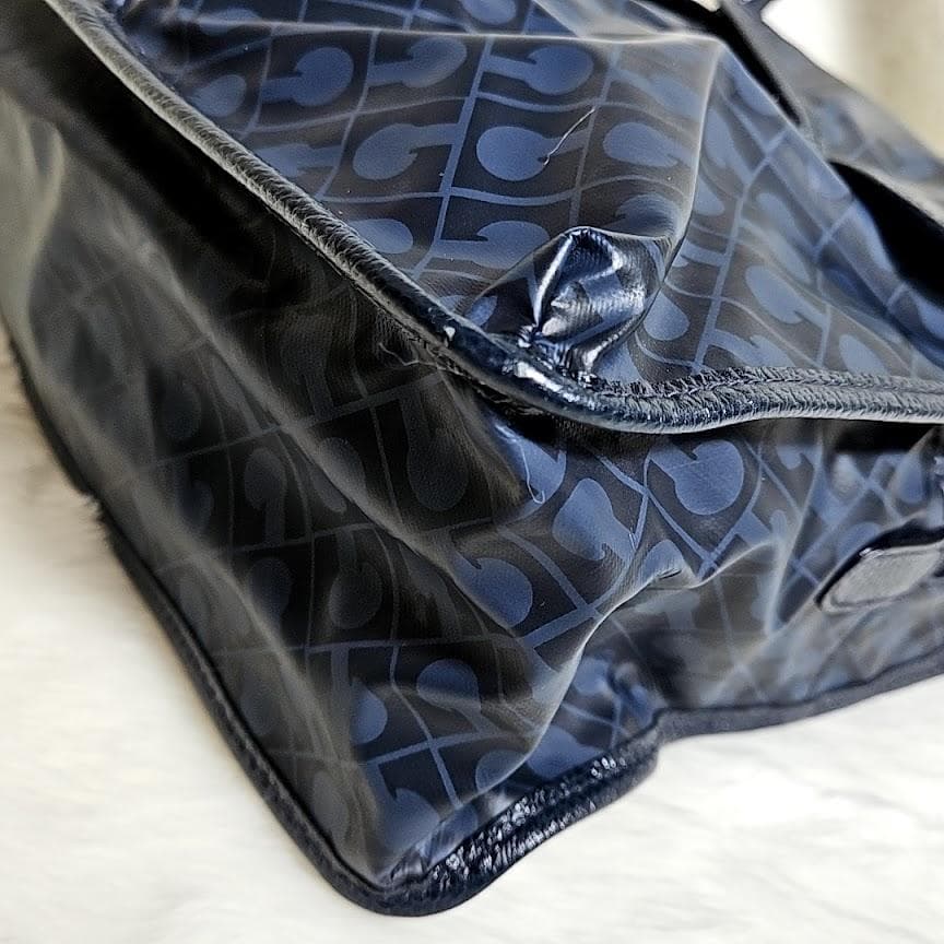 美品☆GHERARDINI ゲラルディーニ モノグラム総柄 濃紺ミニトートバッグ