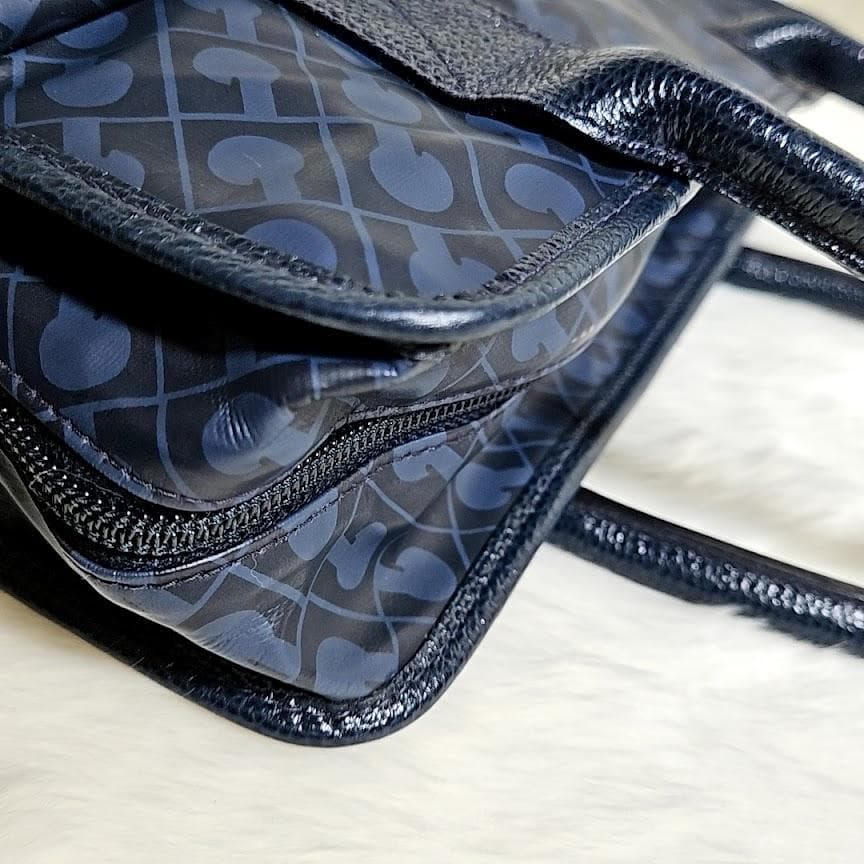 美品☆GHERARDINI ゲラルディーニ モノグラム総柄 濃紺ミニトートバッグ