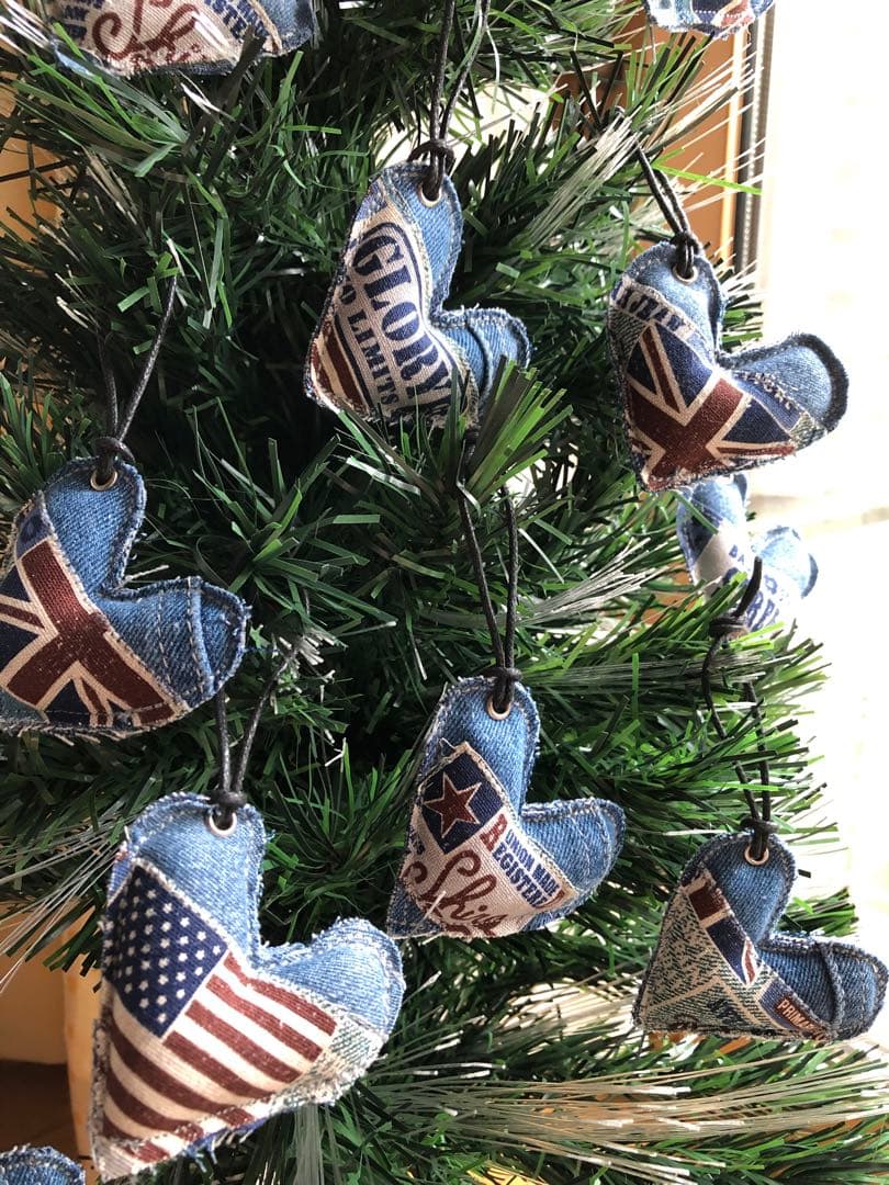デニムオーナメント　デニムリメイク　クリスマスオーナメント